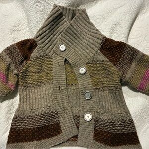 Chunky Knit elbow length-sleeve Free People Cardigan with Button Detail